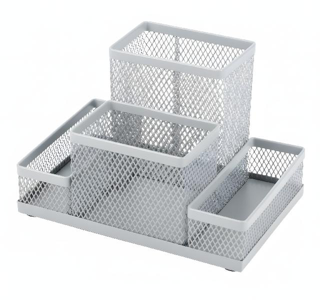 Підставка-органайзер KLERK KL0910-S, 155x103x100 мм, 4 відділення, срібна